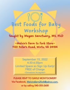 September Best Foods for Baby Workshop Flyer